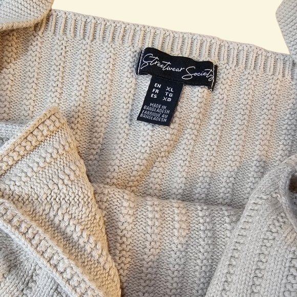 🌼4/$30 Streetwear Society Cropped Knit Tank Top Ivory Beige XL ✨ - Picture 3 of 9